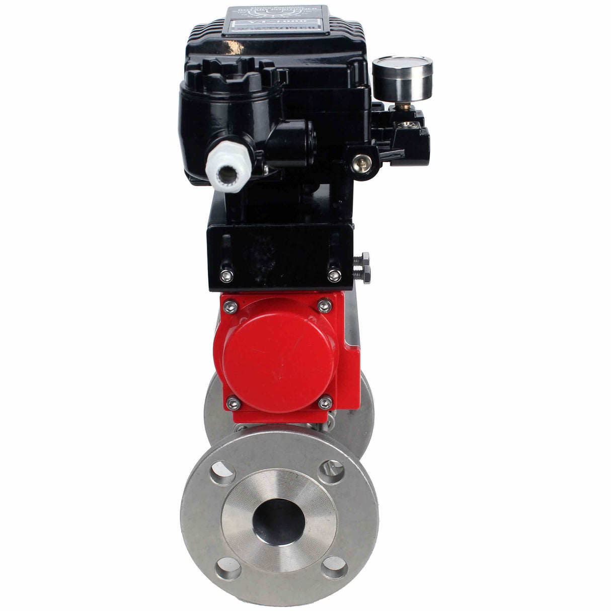 Válvula de bola de acero inoxidable Elephant ksfpt-316-180-da-yt1000rsn, material del cuerpo - acero inoxidable AISI 316, material de la bola - acero inoxidable AISI 316, sello - PTFE, actuador neumático operado