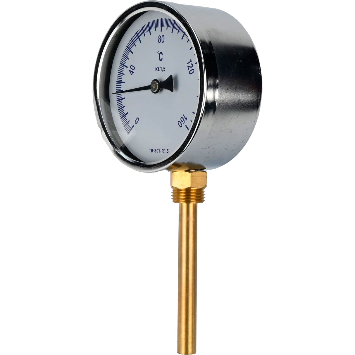 Thermomètres radiaux bimétalliques Elephant TB-301-R1.5 PN10-25, acier inoxydable, longueur de la partie immergée 46-150 mm, classe de précision - 1,5