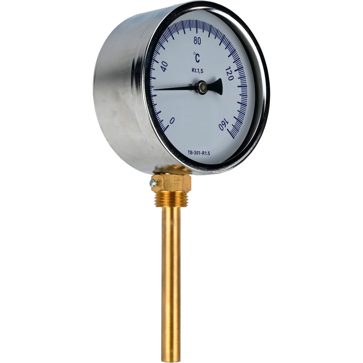 Thermomètres radiaux bimétalliques Elephant TB-301-R1.5 PN10-25, acier inoxydable, longueur de la partie immergée 46-150 mm, classe de précision - 1,5