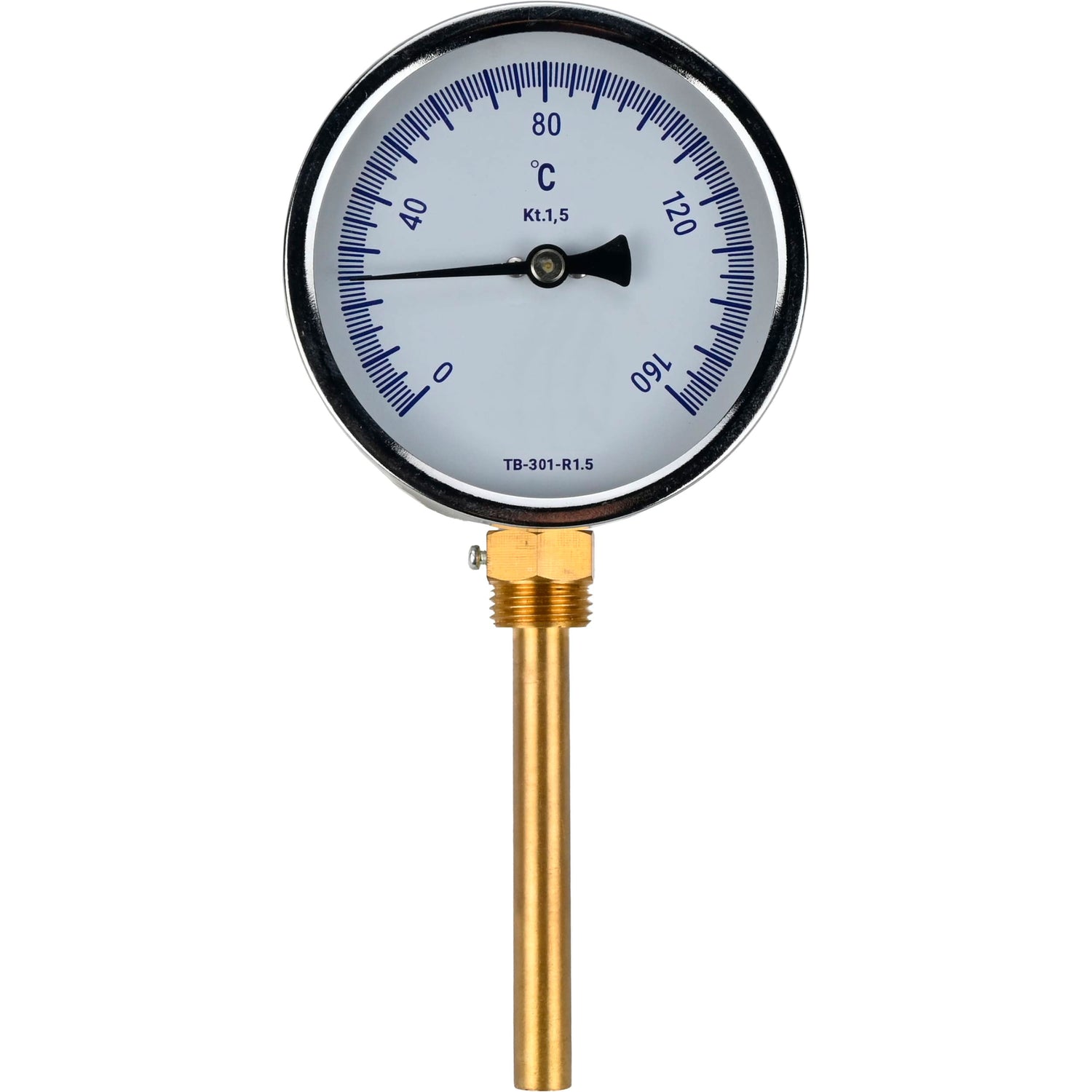 Thermomètres radiaux bimétalliques Elephant TB-301-R1.5 PN10-25, acier inoxydable, longueur de la partie immergée 46-150 mm, classe de précision - 1,5