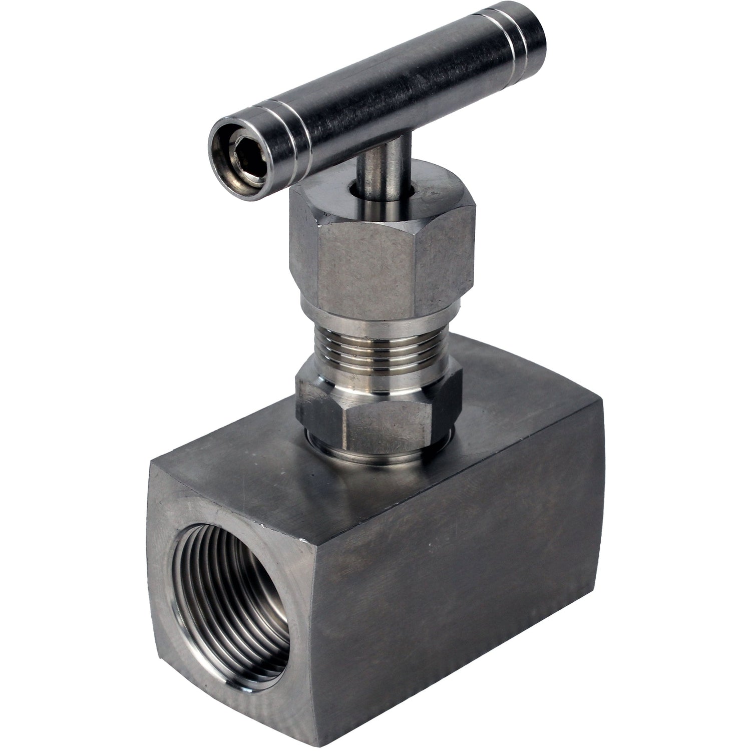 Elephant VN32M-T-Ht threaded needle valve, body - stainless steel 316, seal - metal, with T-handle