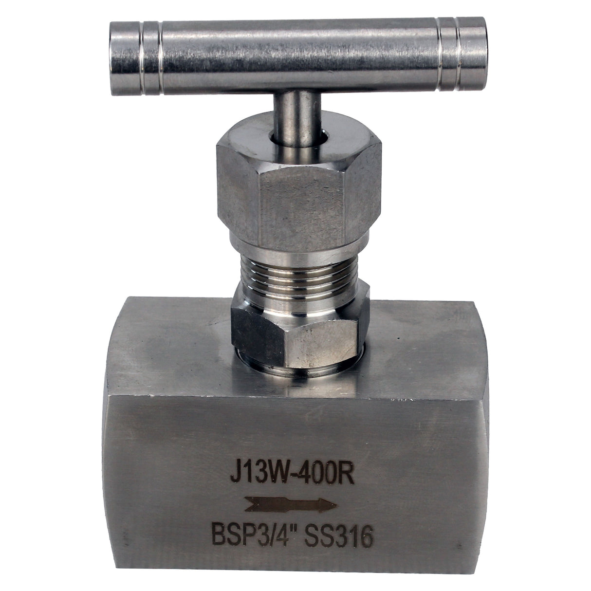 Elephant VN32M-T-Ht threaded needle valve, body - stainless steel 316, seal - metal, with T-handle