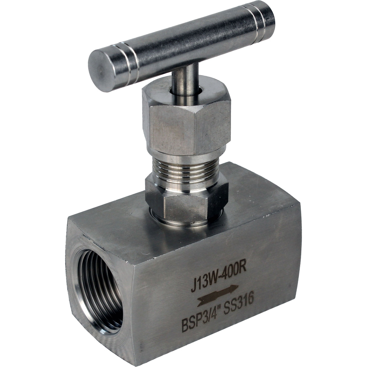 Elephant VN32M-T-Ht threaded needle valve, body - stainless steel 316, seal - metal, with T-handle