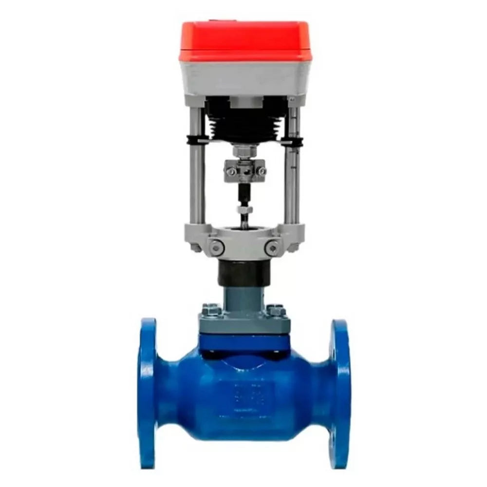 Two-way shut-off and regulating valve Elephant VSRH1-21MP-LED-F, body material - Carbon steel 25L cladding X20Cr13, locking body material - 40X13 steel, seal - PTFE, with electric drive TW3000-XD24-S.14(3000N) 24V
