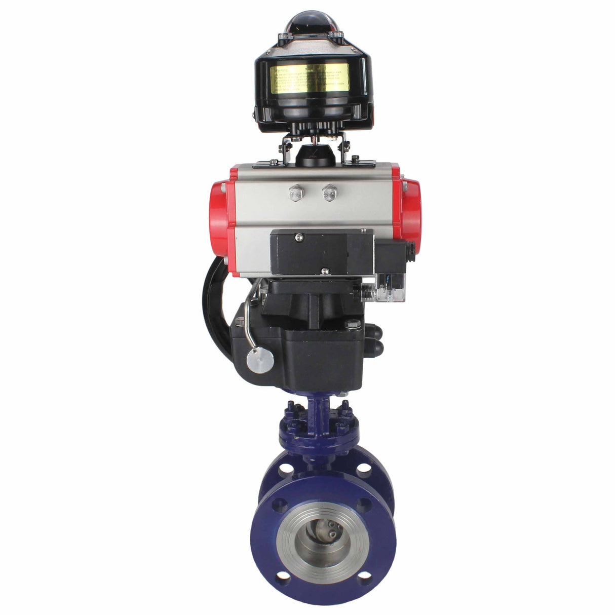 Vanne papillon d'eau Elephant WBV3EX-3431M-1W-F-ISO, matériau du corps - Acier au carbone, matériau du disque - Acier inoxydable AISI 304, joint - Métal, actionneur pneumatique PA-DA double action, 4M310-08 220V, BKV APL-510N EX, volant MON,