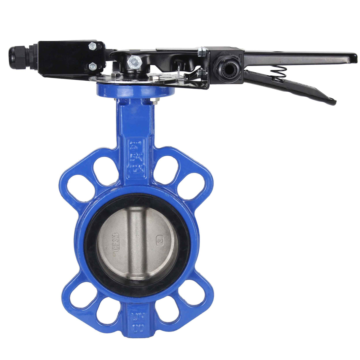 Water butterfly valve Elephant GGG50-316L-EPDM body material - cast iron GGG50, disk material - stainless steel AISI 316L, seal - EPDM with handle, with two LS-103 250V limit switches and a bracket for mounting the limit switches