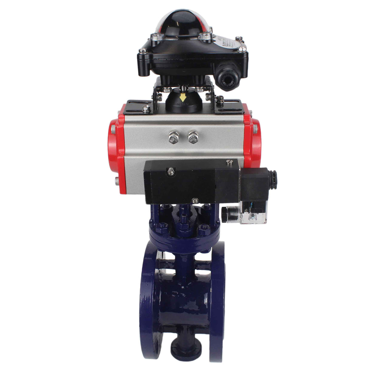 Vanne papillon d'eau Elephant WBV3EX-3432M-1W-F-ISO, matériau du corps - Acier au carbone, matériau du disque - Acier inoxydable AISI 316, joint - Métal, actionneur pneumatique PA-DA double action, 4M310-08 220V, BKV APL-210N