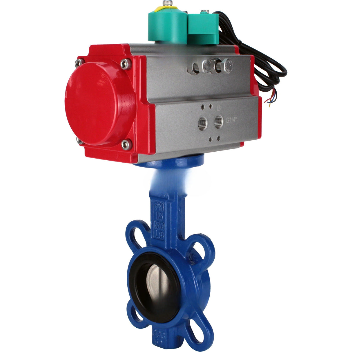 Water Butterfly Valve Elephant WBV1132N-2W-Fb-H DN40-300 16 bar body - GG25 cast iron, disc - 316L stainless steel, seal - NBR, with pneumatic drive PA-DA-XXX and ALS200D magnetic switch