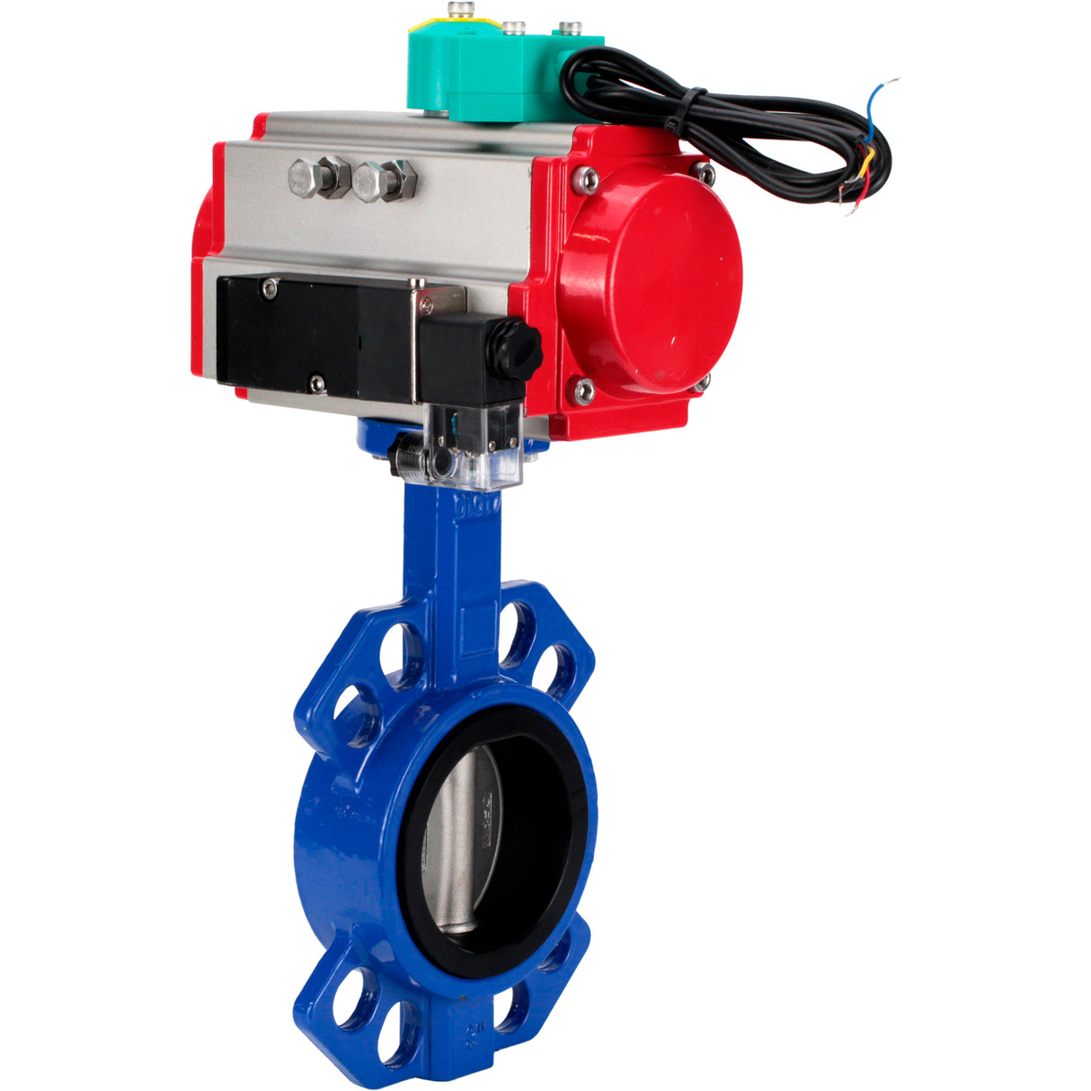 Water Butterfly Valve Elephant WBV1432E-2W-Fb-H DN40-300 16 bar body - GGG50 cast iron, disc - 316L stainless steel, seal - EPDM, with pneumatic actuator PA-DA-XXX, pneumatic distributor 4M310-08 NAMUR 24V and ALS200D magnetic switch