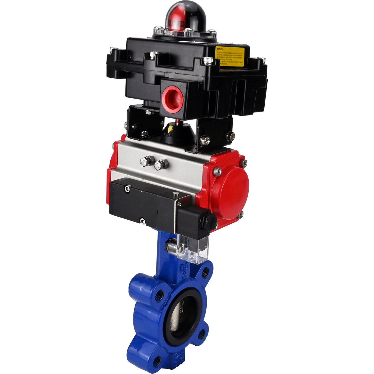 Vanne papillon d'eau Elephant WBV1616N-2W-Fb-H, matériau du corps - fonte QT450, matériau du disque - fonte QT450, joint - NBR, actionneur pneumatique PA-SA avec ressorts de rappel, 4M310-08 24V, BKV APL-410N EX