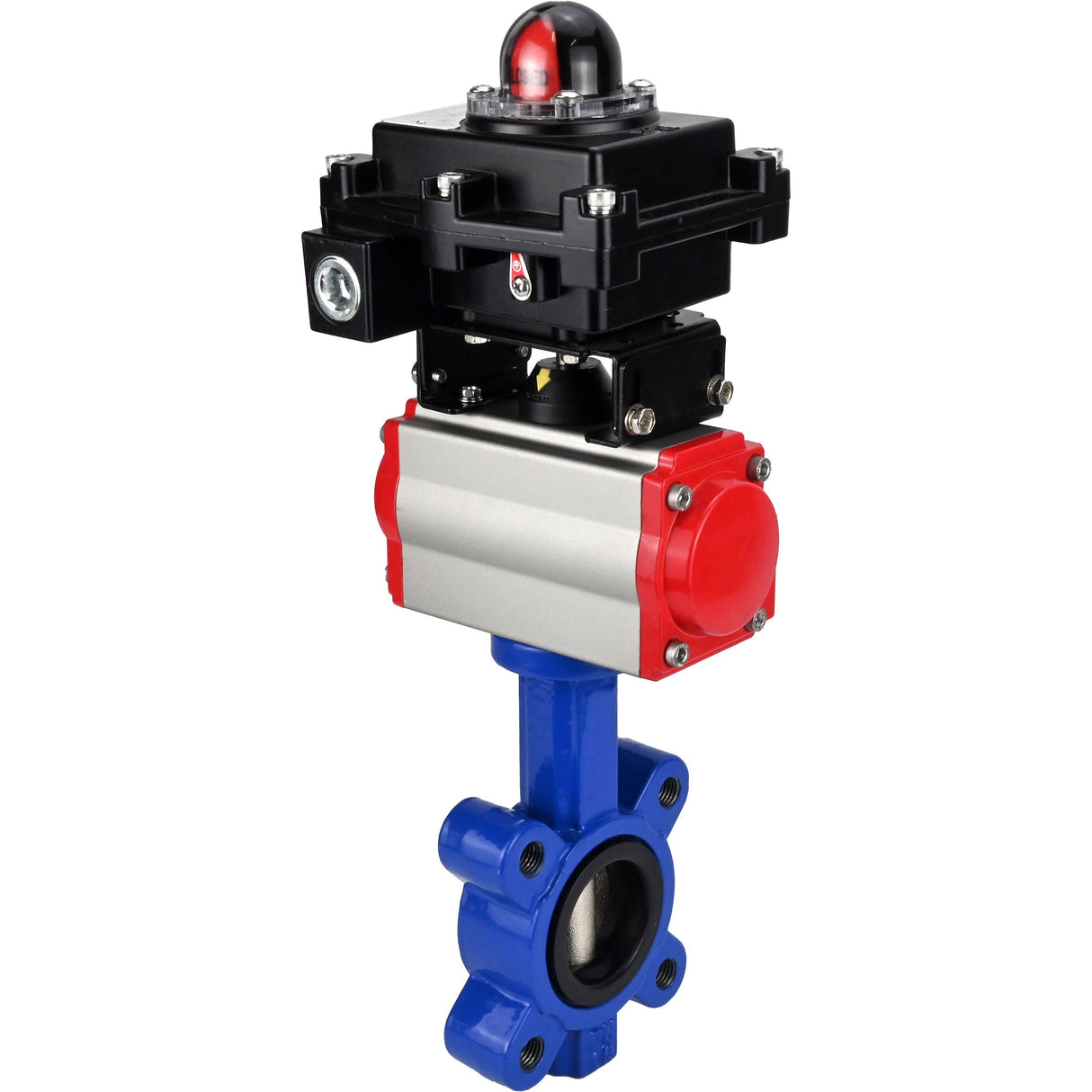 Vanne papillon d'eau Elephant WBV1616N-2W-Fb-H, matériau du corps - fonte QT450, matériau du disque - fonte QT450, joint - NBR, actionneur pneumatique PA-SA avec ressorts de rappel, 4M310-08 220V, BKV APL-410N EX