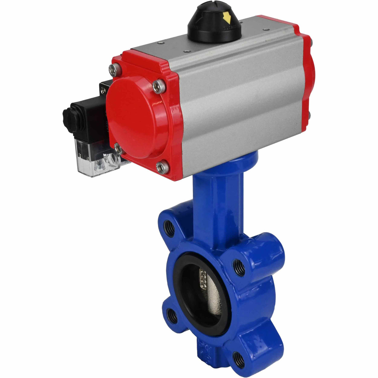 Vanne papillon d'eau Elephant WBV1616E-2W-Fb-H, matériau du corps - fonte QT450, matériau du disque - fonte QT450, joint - EPDM, actionneur pneumatique PA-SA avec ressorts de rappel, 4M310-08 220V