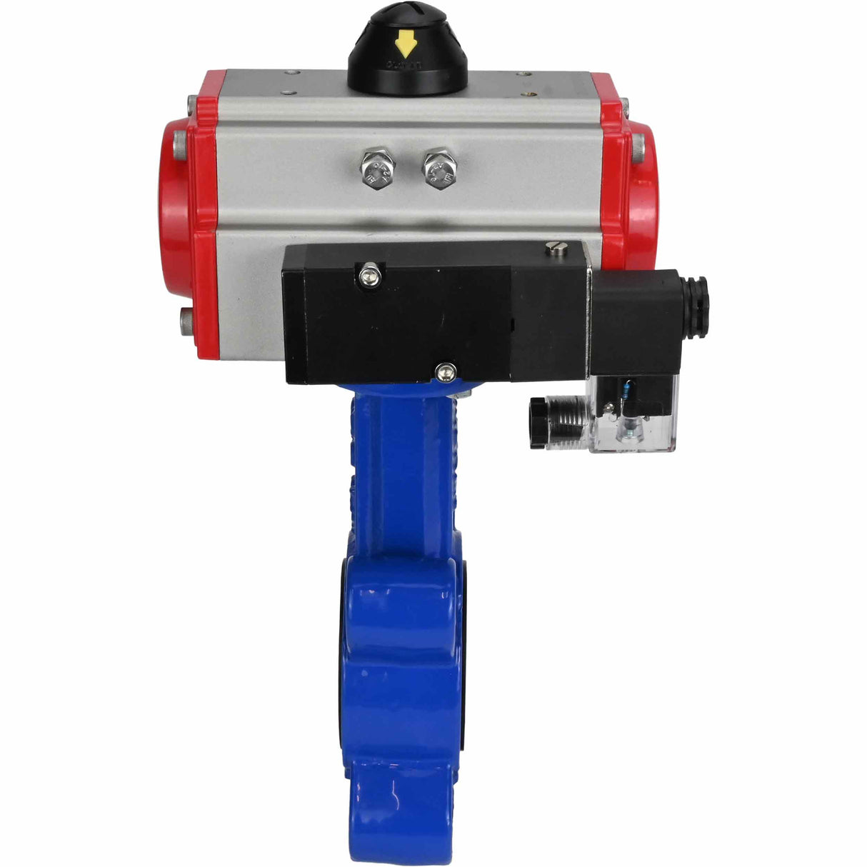 Vanne papillon d'eau Elephant WBV1616E-2W-Fb-H, matériau du corps - fonte QT450, matériau du disque - fonte QT450, joint - EPDM, actionneur pneumatique PA-SA avec ressorts de rappel, 4M310-08 220V