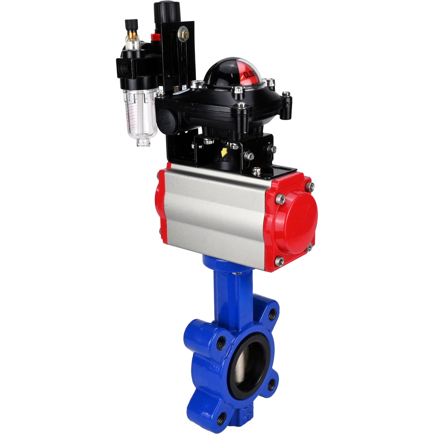 Vanne papillon d'eau Elephant WBV1616N-2W-Fb-H, matériau du corps - fonte QT450, matériau du disque - fonte QT450, joint - NBR, actionneur pneumatique PA-DA double action, 4M310-08 24V, BKV APL-210N BPV AFC2000