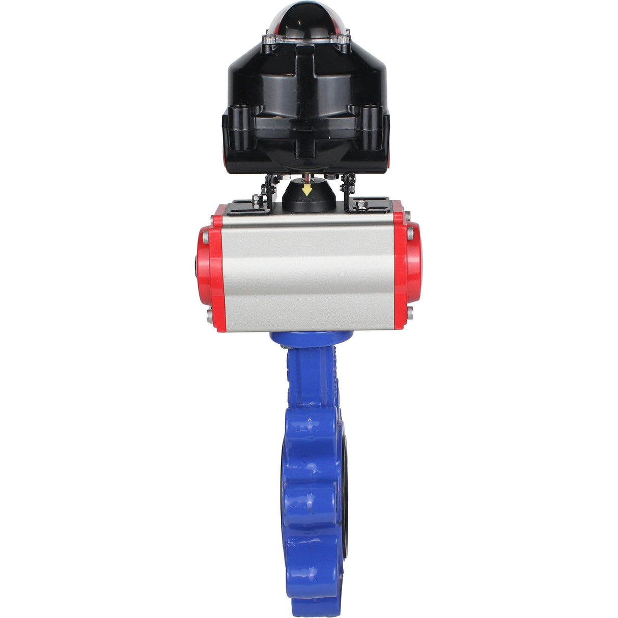 Vanne papillon d'eau Elephant WBV1616E-2W-Fb-H, matériau du corps - fonte QT450, matériau du disque - fonte QT450, joint - EPDM, actionneur pneumatique PA-SA avec ressorts de rappel, 4M310-08 24V, BKV APL-510N EX