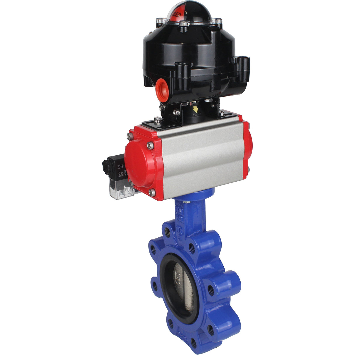 Vanne papillon d'eau Elephant WBV1616N-2W-Fb-H, matériau du corps - fonte QT450, matériau du disque - fonte QT450, joint - NBR, actionneur pneumatique PA-SA avec ressorts de rappel, 4M310-08 220V, BKV APL-510N EX