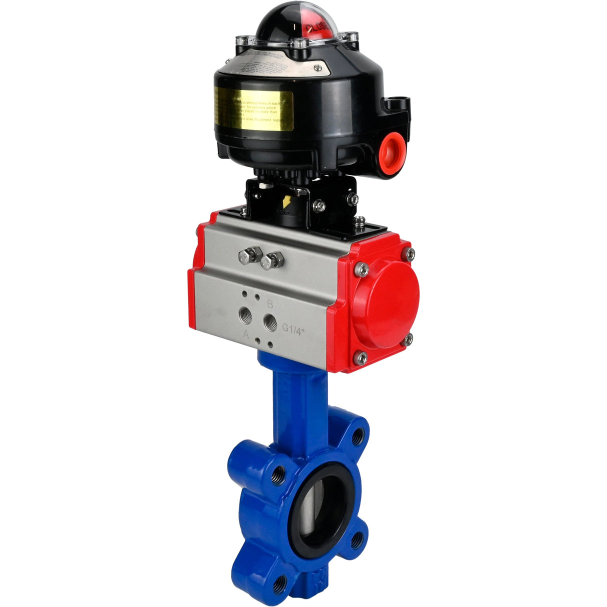 Vanne papillon d'eau Elephant WBV1616E-2W-Fb-H, matériau du corps - fonte QT450, matériau du disque - fonte QT450, joint - EPDM, actionneur pneumatique PA-SA avec ressorts de rappel, , BKV APL-510N EX