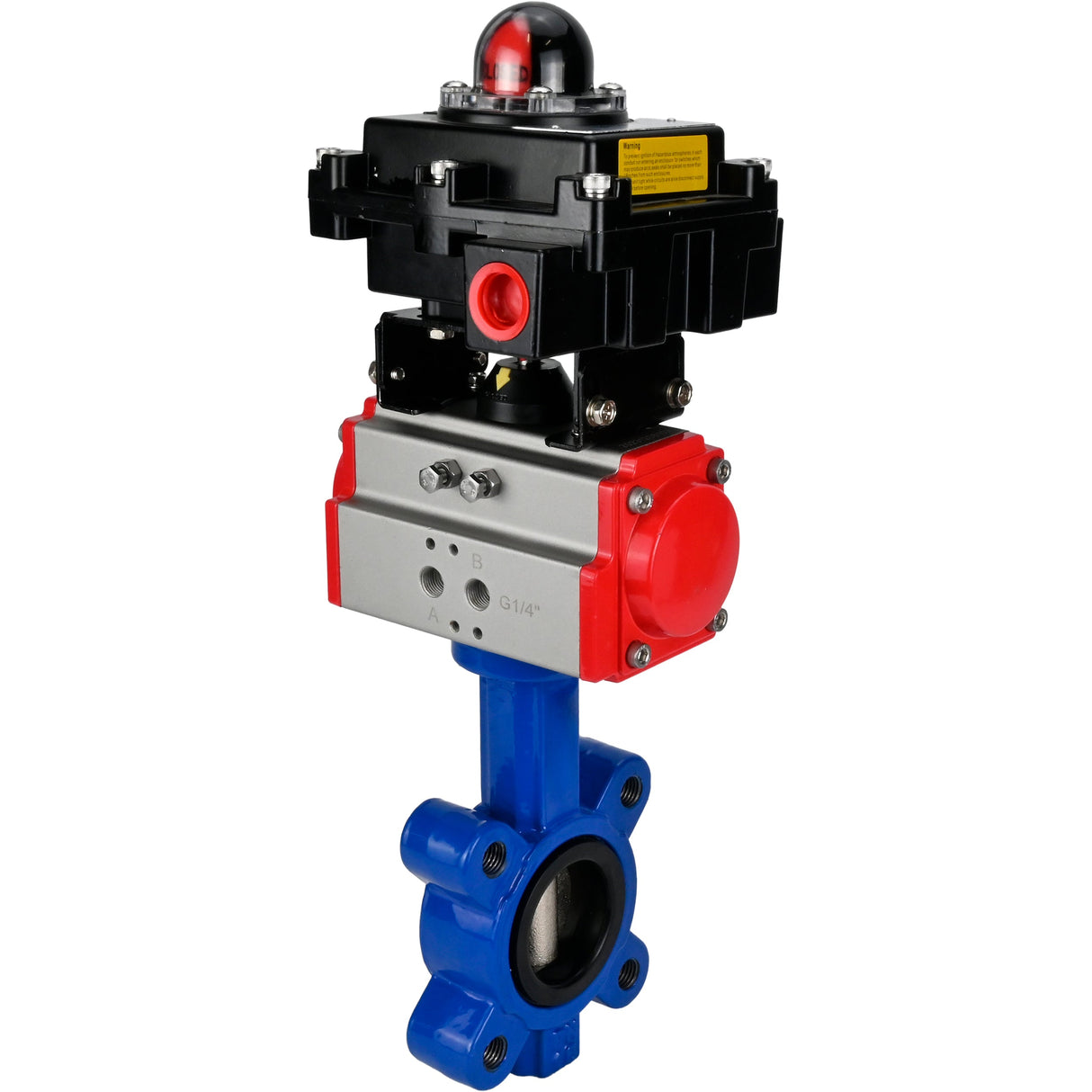 Vanne papillon d'eau Elephant WBV1616N-2W-Fb-H, matériau du corps - fonte QT450, matériau du disque - fonte QT450, joint - NBR, actionneur pneumatique PA-SA avec ressorts de rappel, , BKV APL-410N EX