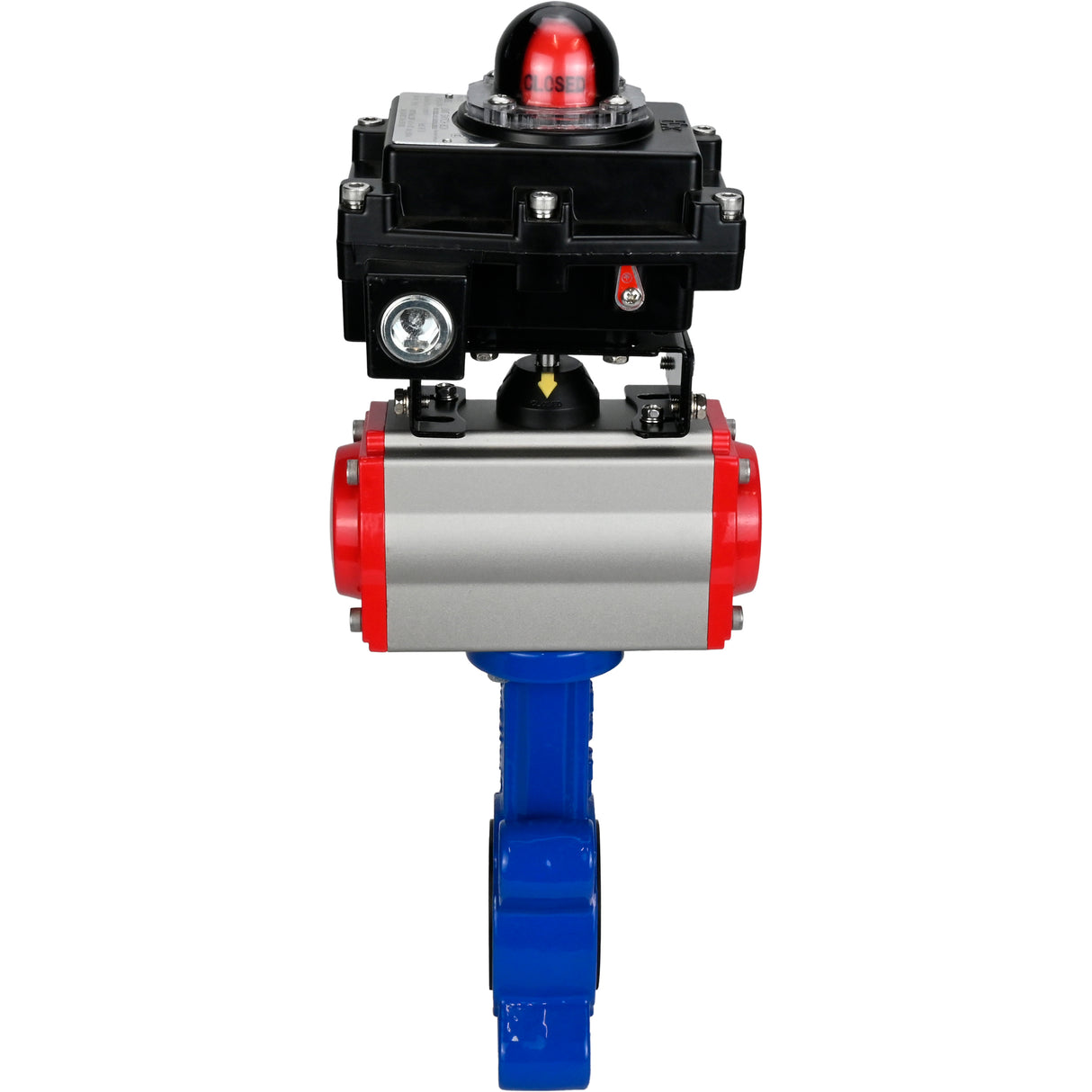 Vanne papillon d'eau Elephant WBV1616E-2W-Fb-H, matériau du corps - fonte QT450, matériau du disque - fonte QT450, joint - EPDM, actionneur pneumatique PA-SA avec ressorts de rappel, , BKV APL-410N EX