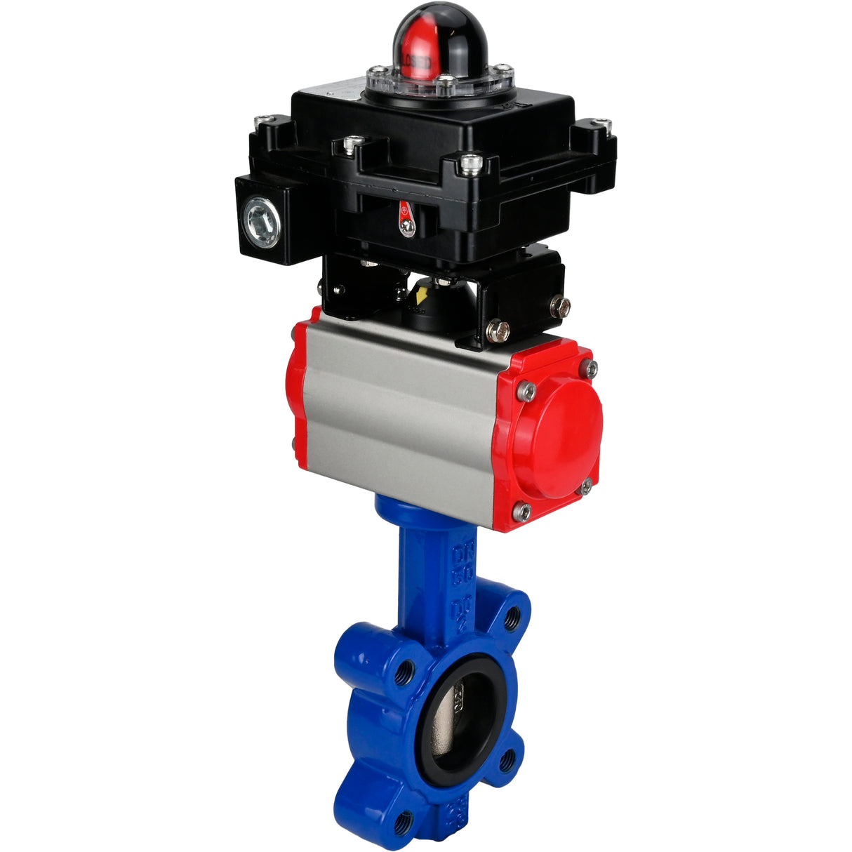 Vanne papillon d'eau Elephant WBV1616E-2W-Fb-H, matériau du corps - fonte QT450, matériau du disque - fonte QT450, joint - EPDM, actionneur pneumatique PA-SA avec ressorts de rappel, , BKV APL-410N EX