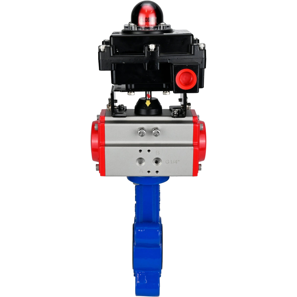 Vanne papillon d'eau Elephant WBV1616N-2W-Fb-H, matériau du corps - fonte QT450, matériau du disque - fonte QT450, joint - NBR, actionneur pneumatique PA-SA avec ressorts de rappel, , BKV APL-410N EX