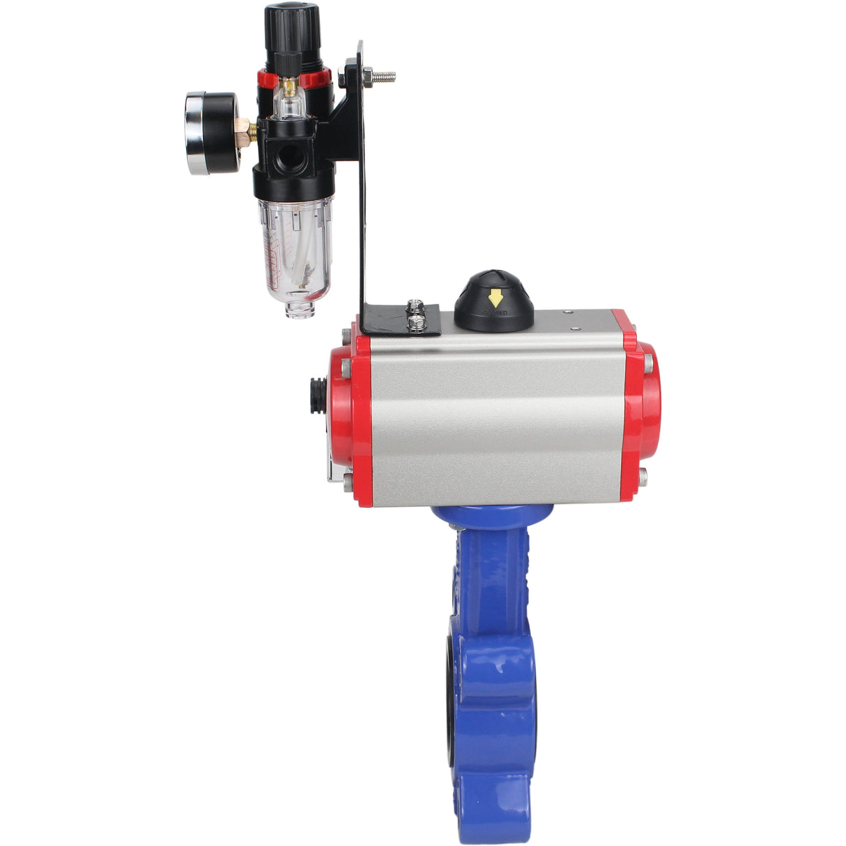 Vanne papillon d'eau Elephant WBV1616N-2W-Fb-H, matériau du corps - fonte QT450, matériau du disque - fonte QT450, joint - NBR, actionneur pneumatique PA-SA avec ressorts de rappel, 4M310-08 220V BPV AFC2000