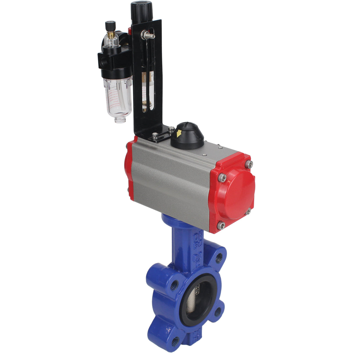 Vanne papillon d'eau Elephant WBV1616N-2W-Fb-H, matériau du corps - fonte QT450, matériau du disque - fonte QT450, joint - NBR, actionneur pneumatique PA-SA avec ressorts de rappel, 4M310-08 24V BPV AFC2000