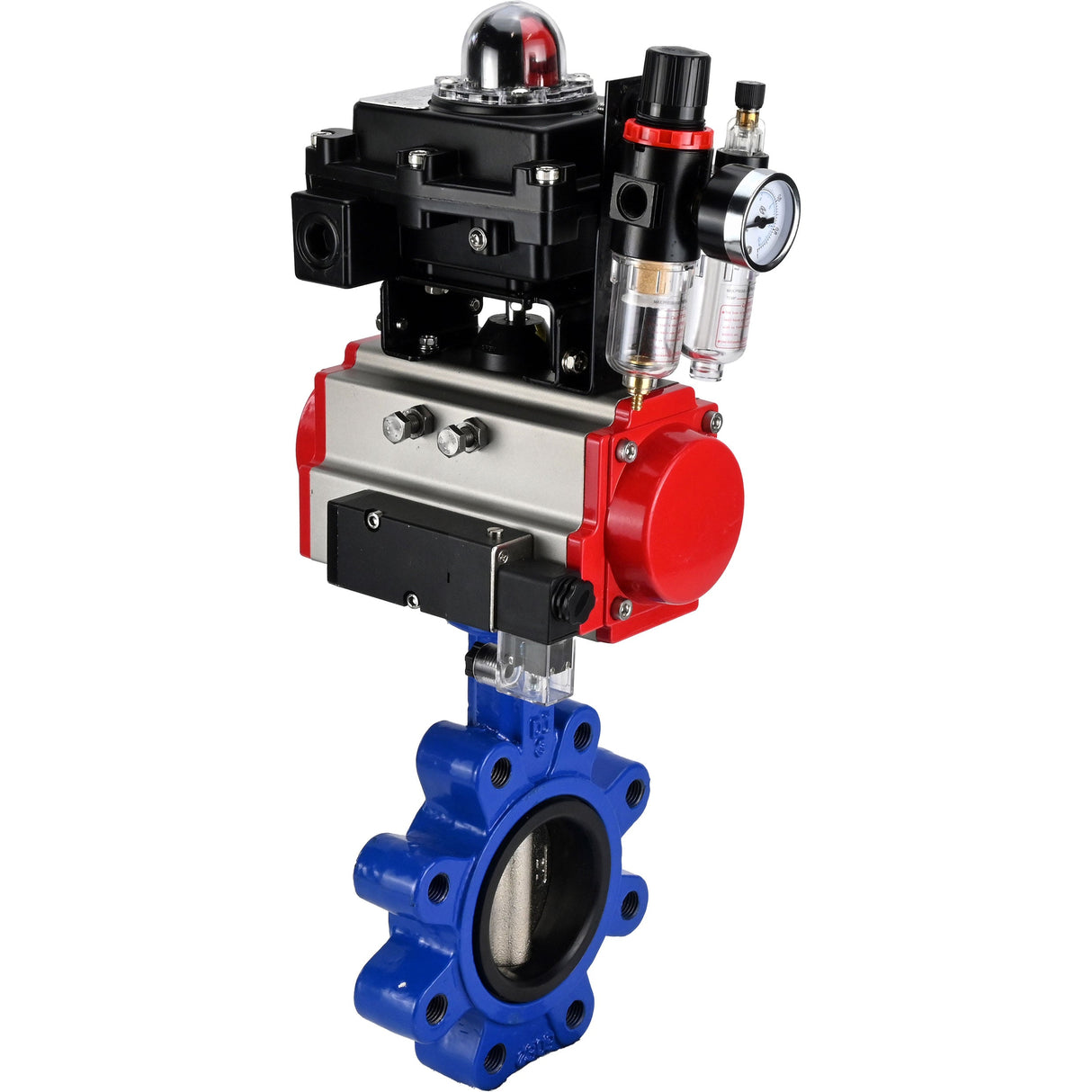 Vanne papillon d'eau Elephant WBV1616N-2W-Fb-H, matériau du corps - fonte QT450, matériau du disque - fonte QT450, joint - NBR, actionneur pneumatique PA-SA avec ressorts de rappel, 4M310-08 220V, BKV APL-410N EX BPV AFC2000