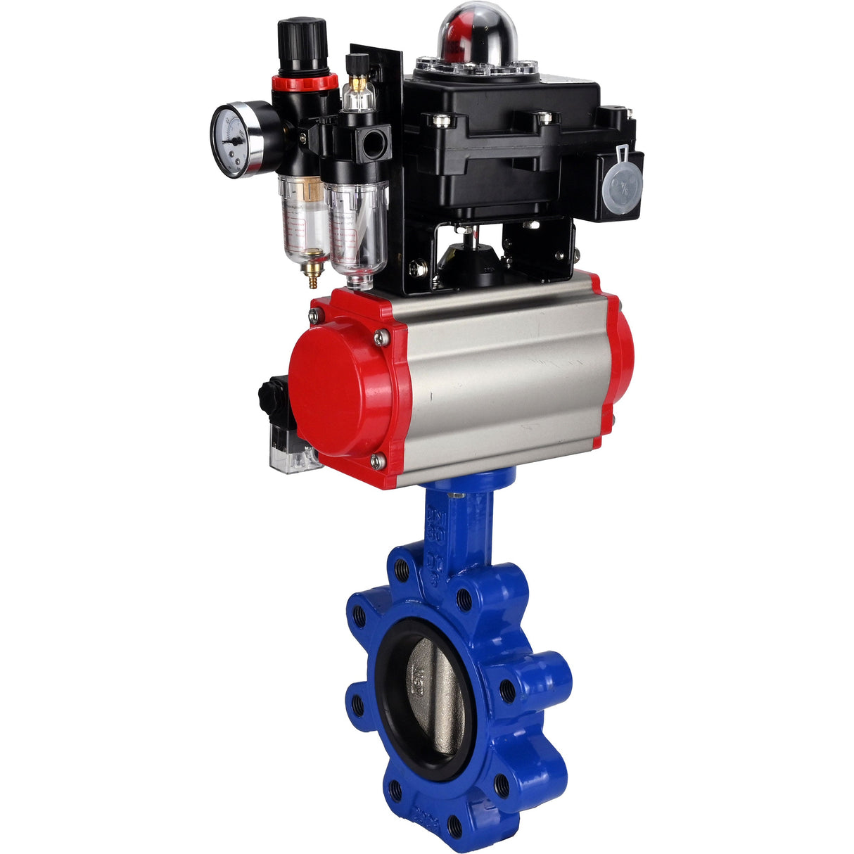 Vanne papillon d'eau Elephant WBV1616N-2W-Fb-H, matériau du corps - fonte QT450, matériau du disque - fonte QT450, joint - NBR, actionneur pneumatique PA-SA avec ressorts de rappel, 4M310-08 220V, BKV APL-410N EX BPV AFC2000