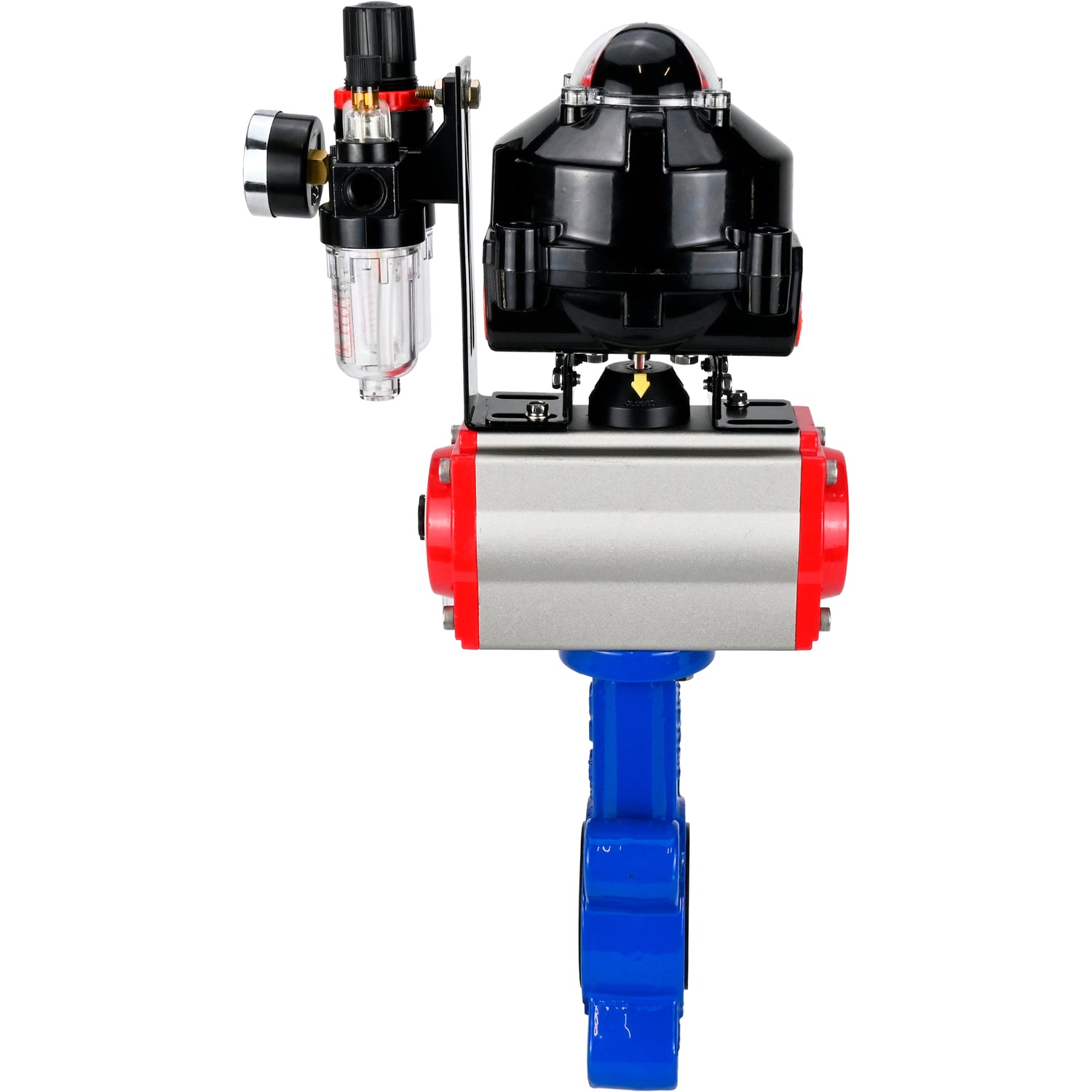 Vanne papillon d'eau Elephant WBV1616N-2W-Fb-H, matériau du corps - fonte QT450, matériau du disque - fonte QT450, joint - NBR, actionneur pneumatique PA-DA double action, 4M310-08 24V, BKV APL-510N EX, BPV AFC2000
