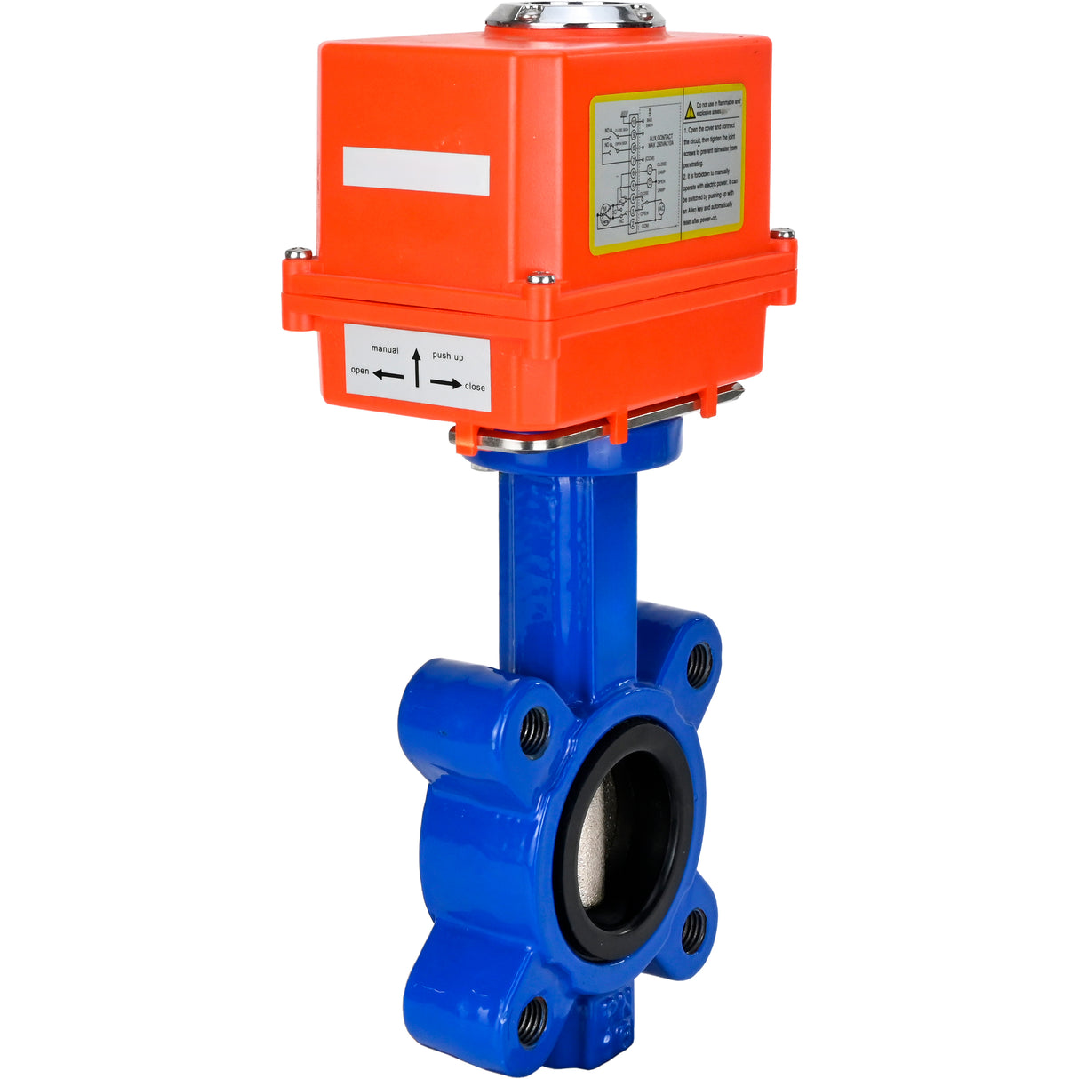 Vanne papillon d'eau Elephant WBV1616N-2W-Fb-H, matériau du corps - fonte QT450, matériau du disque - fonte QT450, joint - NBR, actionneur électrique QT-N-EM-O1-220VAC-U1 MINI 220V