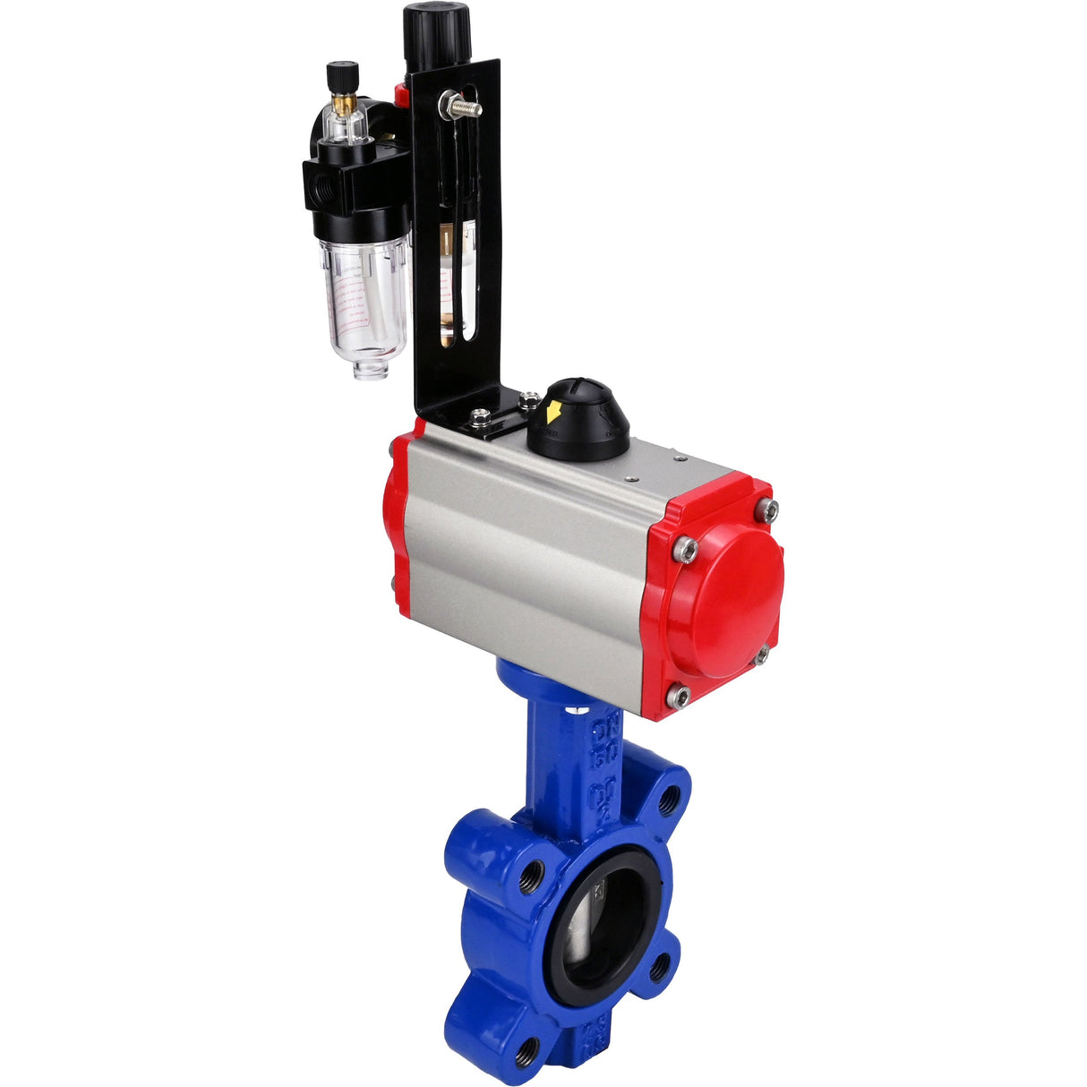 Vanne papillon d'eau Elephant WBV1631E-2W-Fb-H, matériau du corps - fonte QT450, matériau du disque - acier inoxydable AISI 304, joint - EPDM, actionneur pneumatique PA-SA avec ressorts de rappel, 4M310-08 24V BPV AFC2000