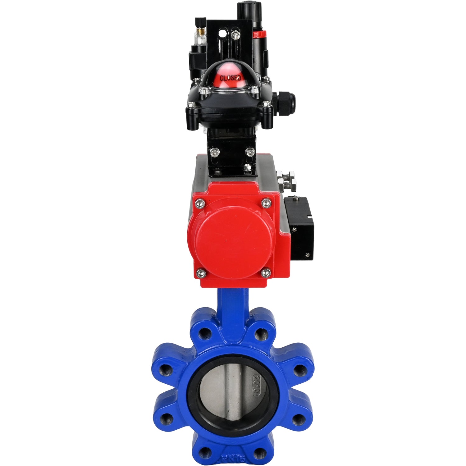 Vanne papillon d'eau Elephant WBV1631N-2W-Fb-H, matériau du corps - fonte QT450, matériau du disque - acier inoxydable AISI 304, joint - NBR, actionneur pneumatique PA-DA double action, 4M310-08 220V, BKV APL-210N BPV AFC2000