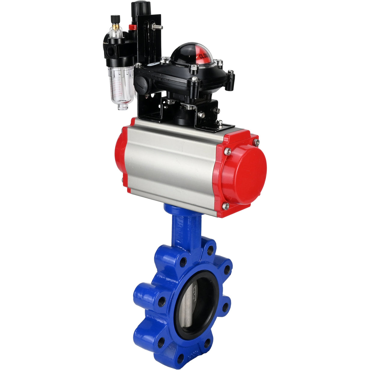 Vanne papillon d'eau Elephant WBV1631N-2W-Fb-H, matériau du corps - fonte QT450, matériau du disque - acier inoxydable AISI 304, joint - NBR, actionneur pneumatique PA-SA avec ressorts de rappel, 4M310-08 220V, BKV APL-210N BPV AFC2000