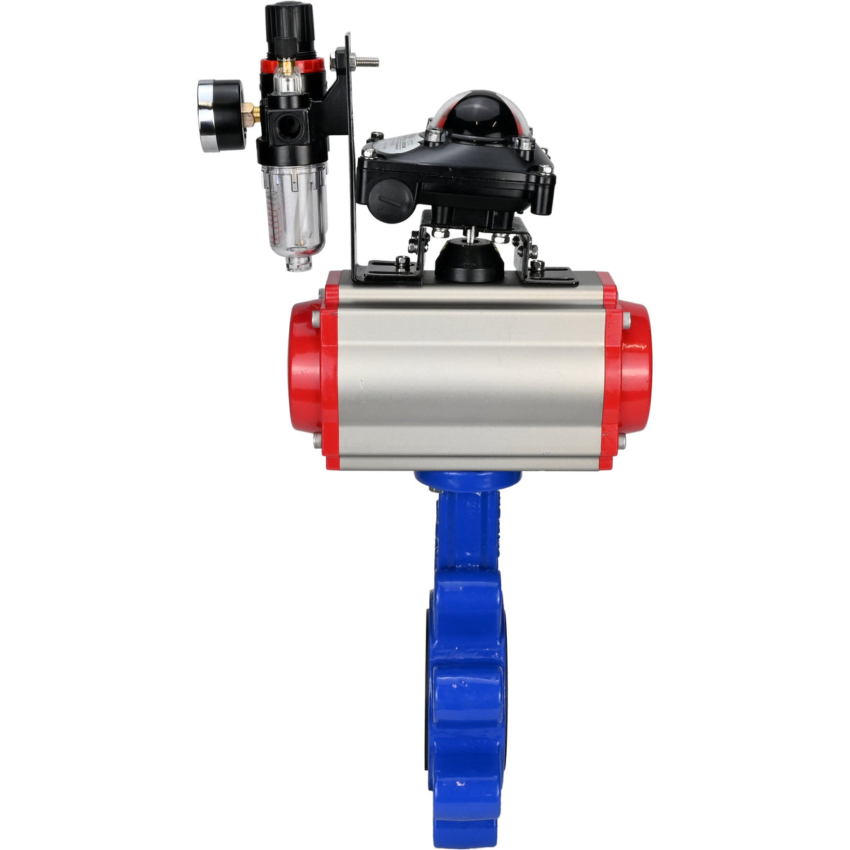 Vanne papillon d'eau Elephant WBV1631E-2W-Fb-H, matériau du corps - fonte QT450, matériau du disque - acier inoxydable AISI 304, joint - EPDM, actionneur pneumatique PA-SA avec ressorts de rappel, 4M310-08 220V, BKV APL-210N BPV AFC2000