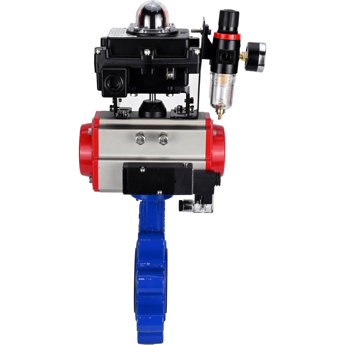 Vanne papillon d'eau Elephant WBV1631E-2W-Fb-H, matériau du corps - fonte QT450, matériau du disque - acier inoxydable AISI 304, joint - EPDM, actionneur pneumatique PA-SA avec ressorts de rappel, 4M310-08 24V, BKV APL-410N EX BPV AFC2000