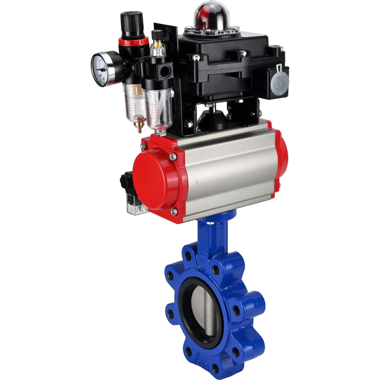 Vanne papillon d'eau Elephant WBV1631N-2W-Fb-H, matériau du corps - fonte QT450, matériau du disque - acier inoxydable AISI 304, joint - NBR, actionneur pneumatique PA-SA avec ressorts de rappel, 4M310-08 24V, BKV APL-410N EX BPV AFC2000