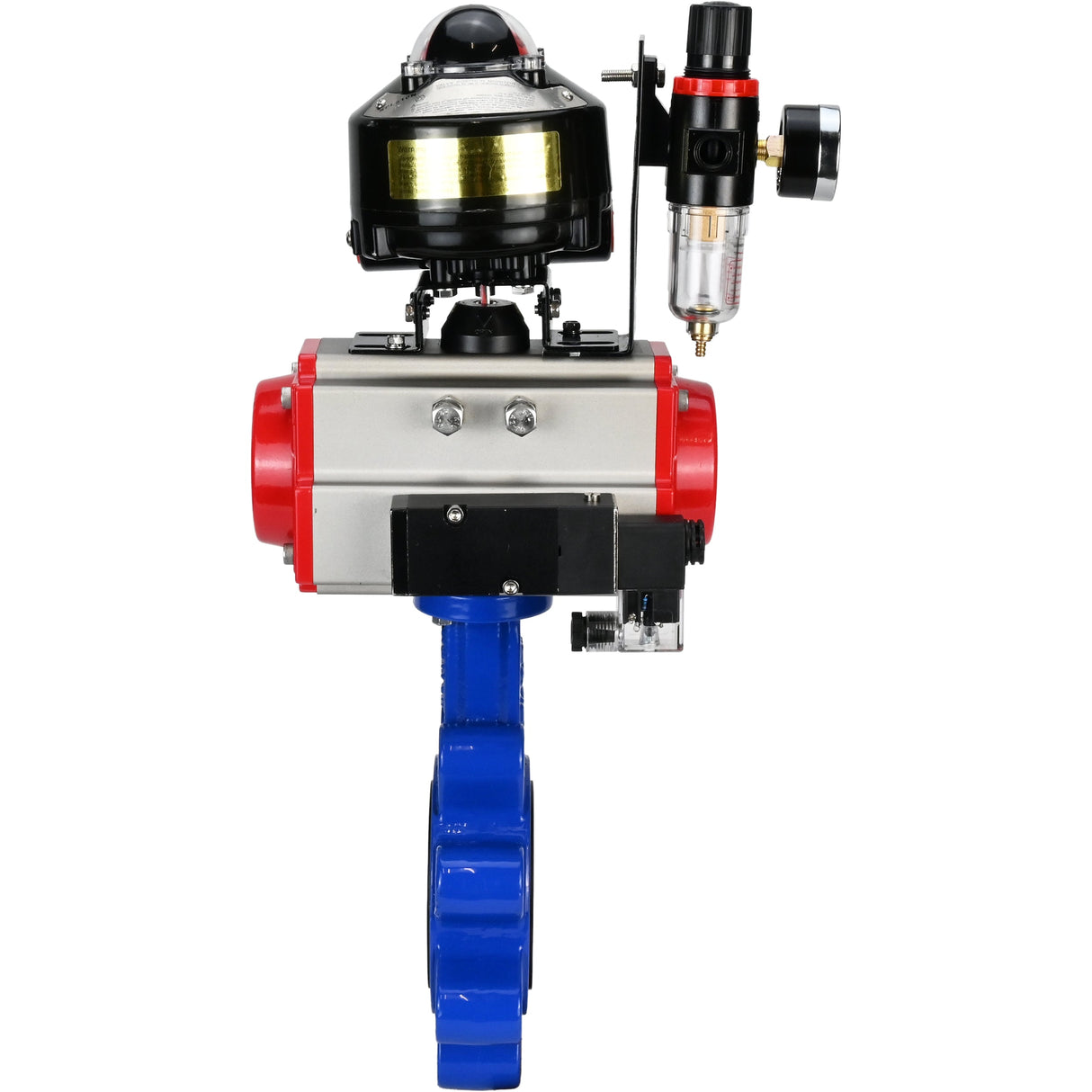 Vanne papillon d'eau Elephant WBV1631E-2W-Fb-H, matériau du corps - fonte QT450, matériau du disque - acier inoxydable AISI 304, joint - EPDM, actionneur pneumatique PA-SA avec ressorts de rappel, 4M310-08 220V, BKV APL-510N EX, BPV AFC2000