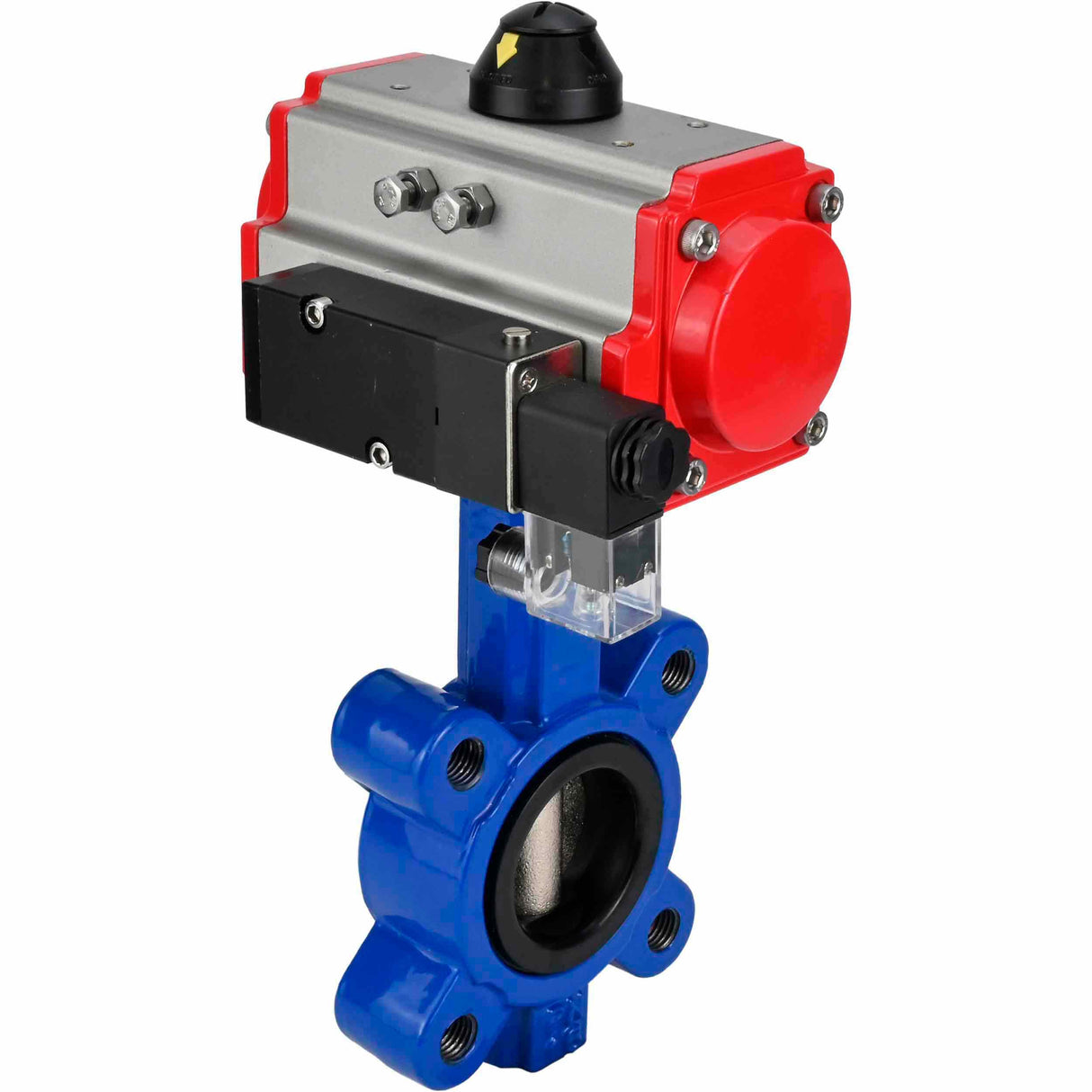 Vanne papillon d'eau Elephant WBV1631E-2W-Fb-H, matériau du corps - fonte QT450, matériau du disque - acier inoxydable AISI 304, joint - EPDM, actionneur pneumatique PA-SA avec ressorts de rappel, 4M310-08 220V