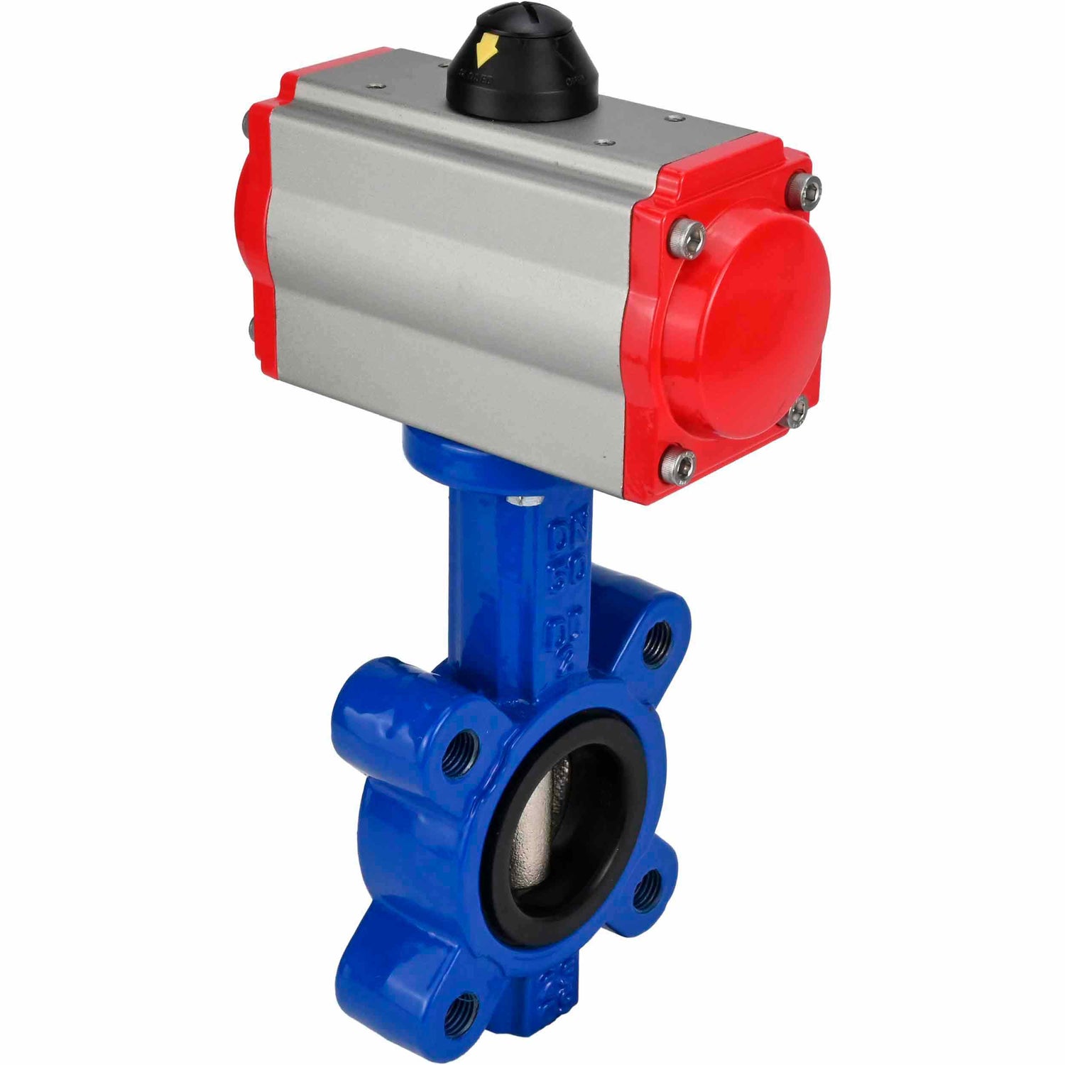 Vanne papillon d'eau Elephant WBV1631N-2W-Fb-H, matériau du corps - fonte QT450, matériau du disque - acier inoxydable AISI 304, joint - NBR, avec actionneur pneumatique double effet PA-DA, 4M310-08 24V