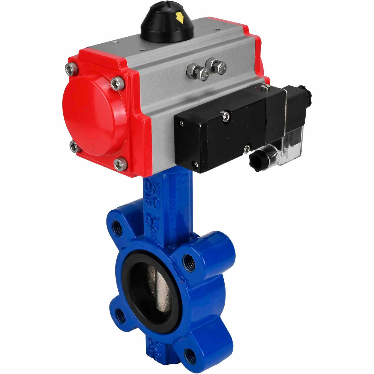 Vanne papillon d'eau Elephant WBV1631E-2W-Fb-H, matériau du corps - fonte QT450, matériau du disque - acier inoxydable AISI 304, joint - EPDM, actionneur pneumatique PA-SA avec ressorts de rappel, 4M310-08 24V