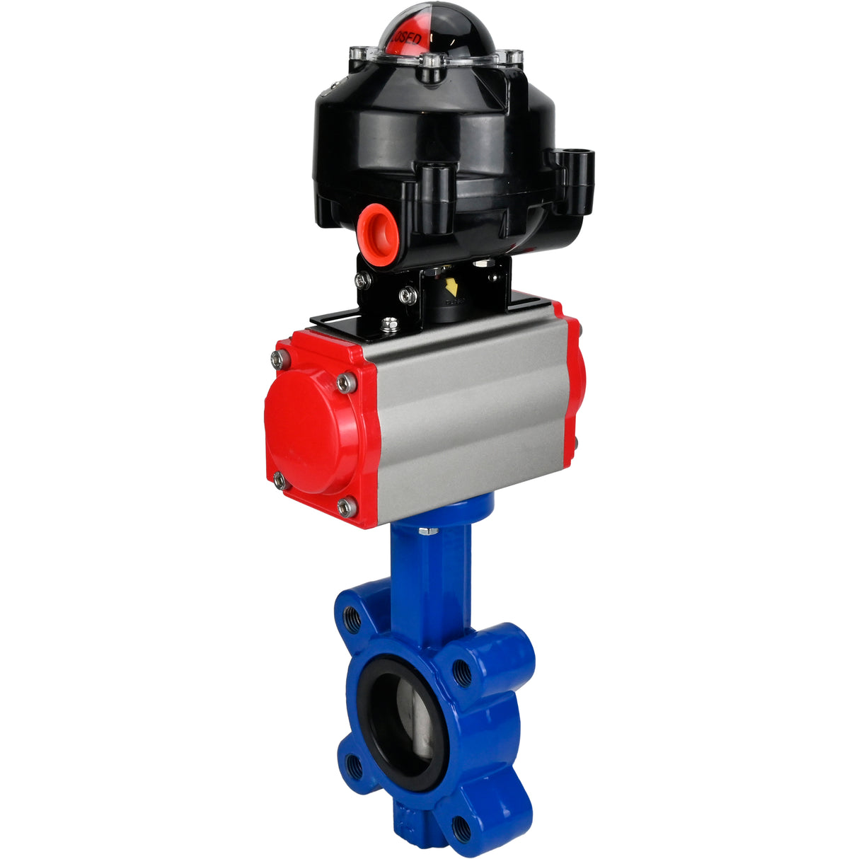 Vanne papillon d'eau Elephant WBV1631E-2W-Fb-H, matériau du corps - fonte QT450, matériau du disque - acier inoxydable AISI 304, joint - EPDM, actionneur pneumatique PA-SA avec ressorts de rappel, , BKV APL-510N EX