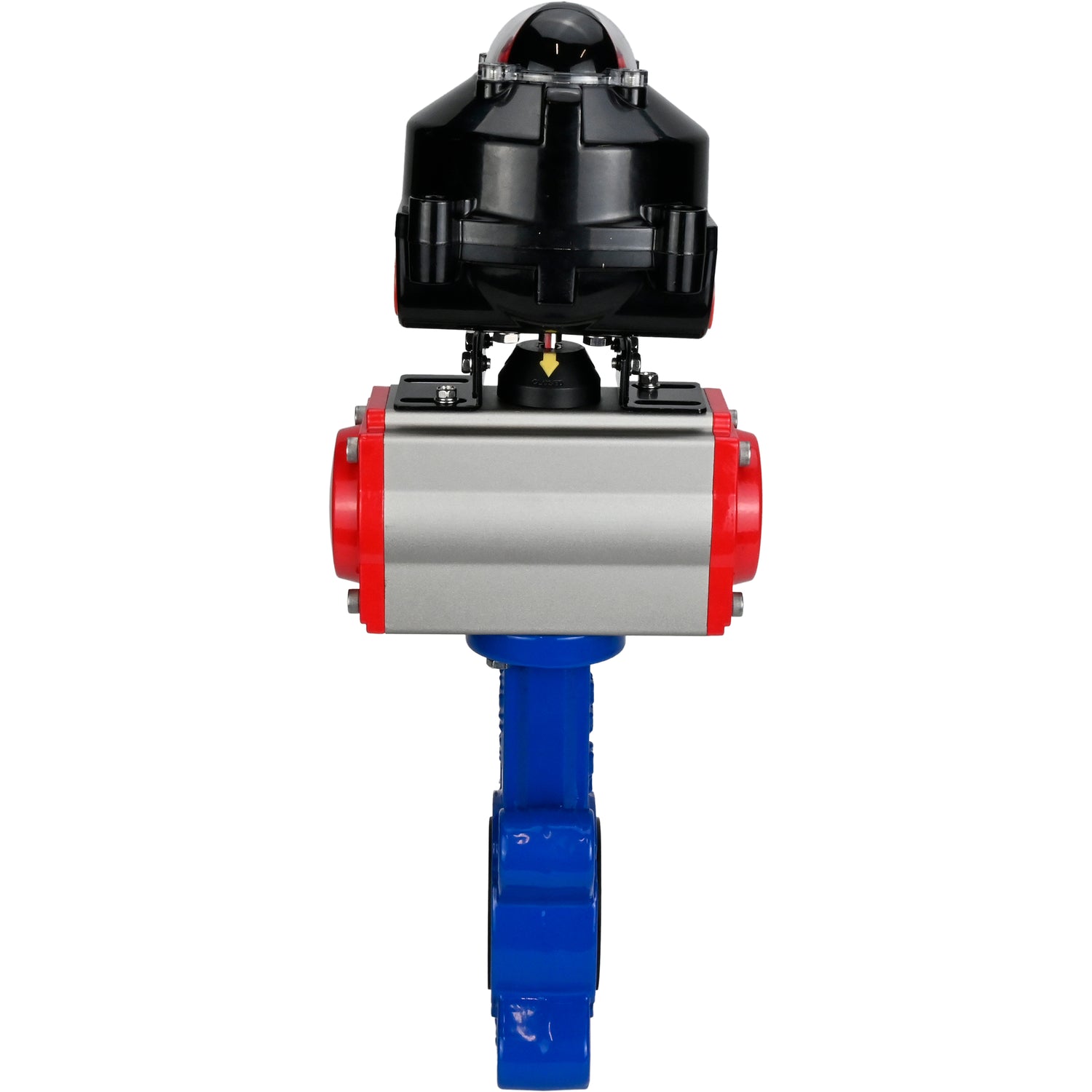 Vanne papillon d'eau Elephant WBV1631N-2W-Fb-H, matériau du corps - fonte QT450, matériau du disque - acier inoxydable AISI 304, joint - NBR, avec actionneur pneumatique double effet PA-DA, BKV APL-510N EX