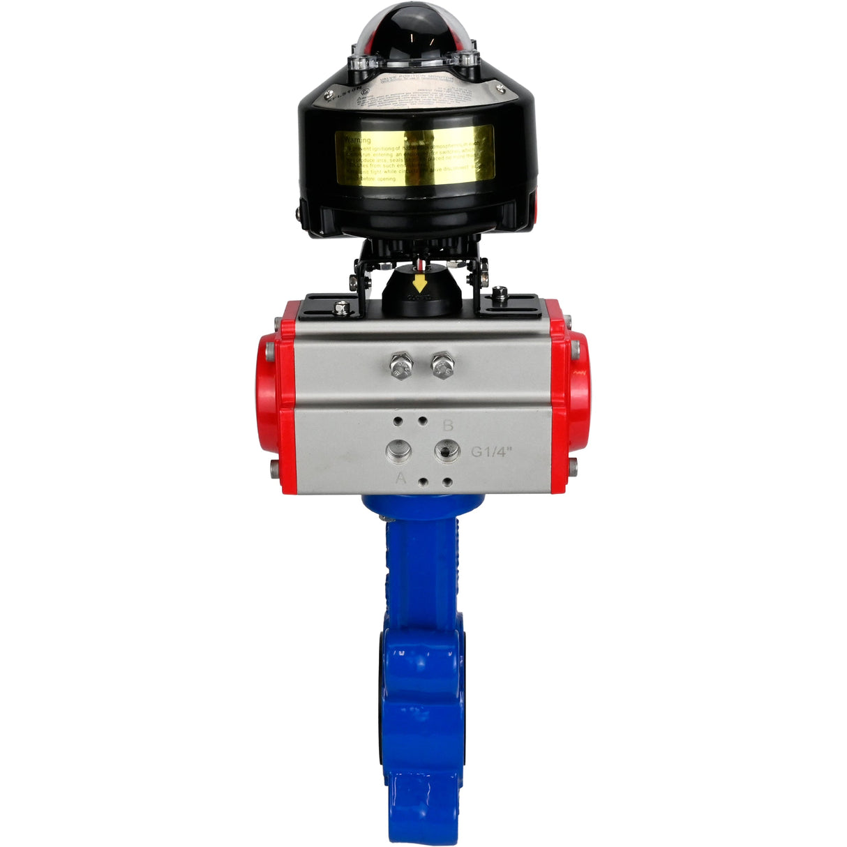 Vanne papillon d'eau Elephant WBV1631N-2W-Fb-H, matériau du corps - fonte QT450, matériau du disque - acier inoxydable AISI 304, joint - NBR, avec actionneur pneumatique double effet PA-DA, BKV APL-510N EX