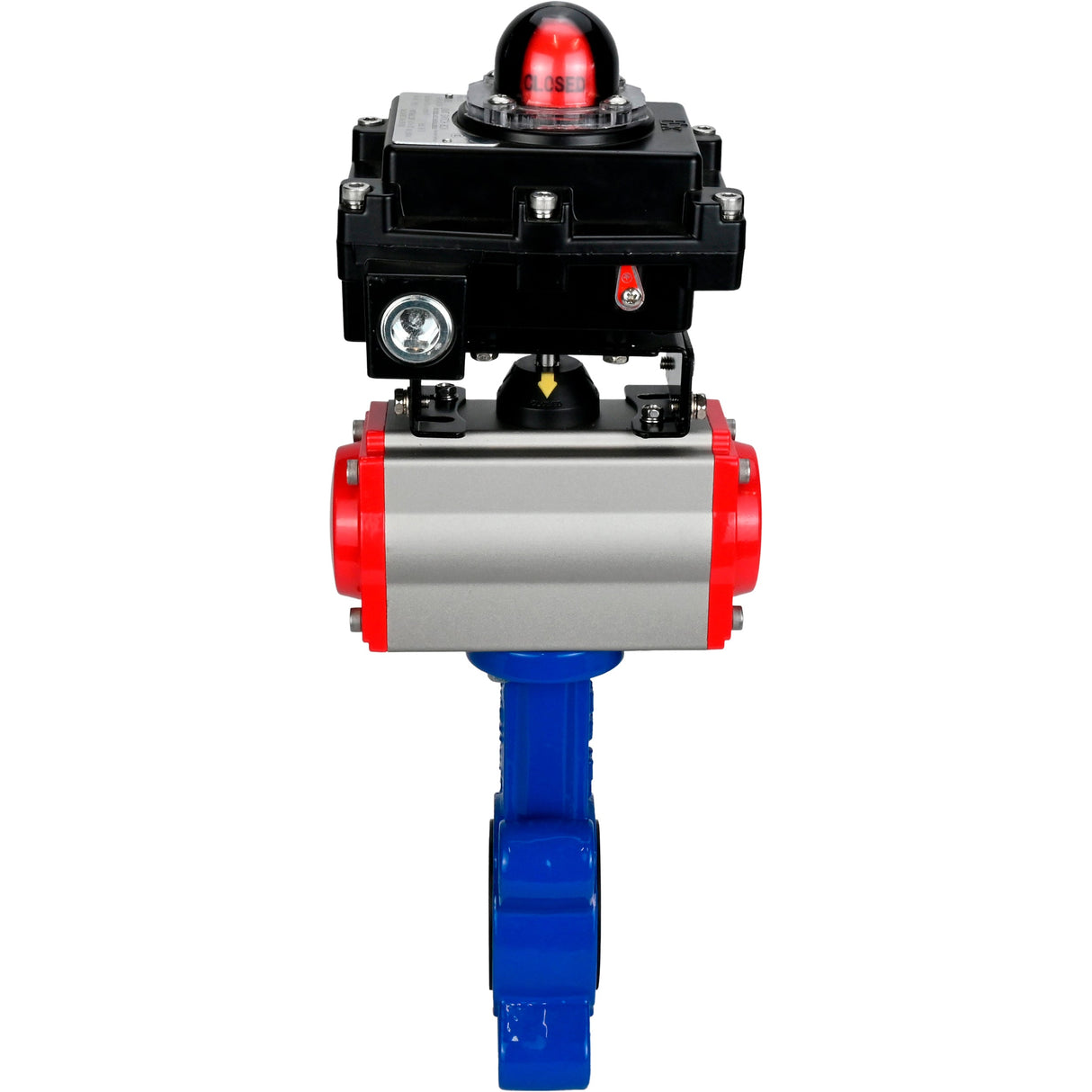 Vanne papillon d'eau Elephant WBV1631E-2W-Fb-H, matériau du corps - fonte QT450, matériau du disque - acier inoxydable AISI 304, joint - EPDM, avec actionneur pneumatique double effet PA-DA, BKV APL-410N EX