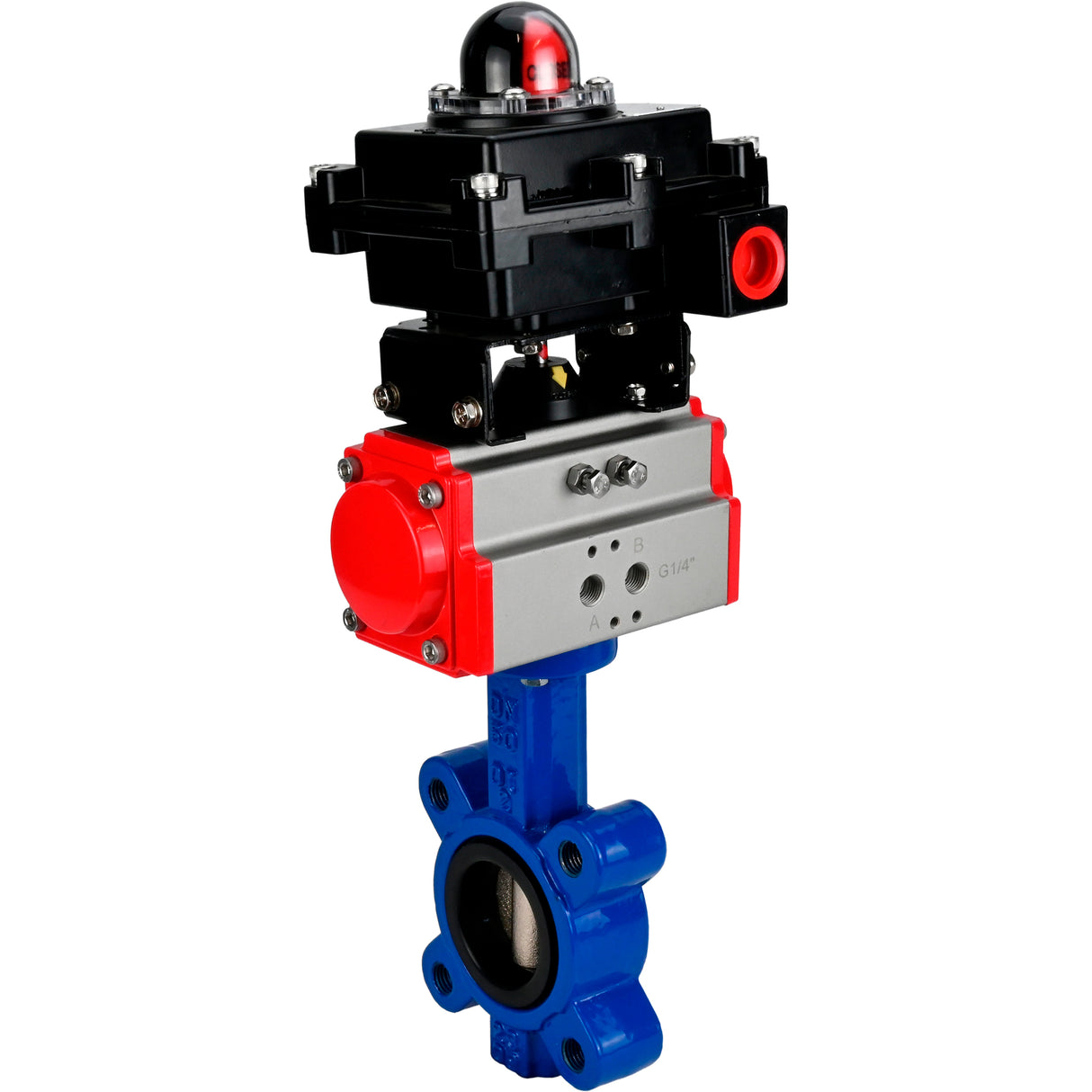 Vanne papillon d'eau Elephant WBV1631E-2W-Fb-H, matériau du corps - fonte QT450, matériau du disque - acier inoxydable AISI 304, joint - EPDM, actionneur pneumatique PA-SA avec ressorts de rappel, , BKV APL-410N EX