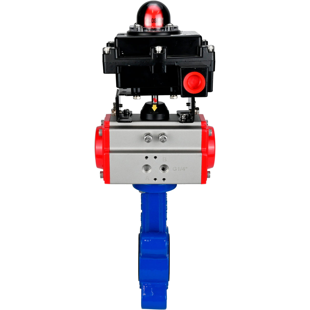 Vanne papillon d'eau Elephant WBV1631N-2W-Fb-H, matériau du corps - fonte QT450, matériau du disque - acier inoxydable AISI 304, joint - NBR, actionneur pneumatique PA-SA avec ressorts de rappel, , BKV APL-410N EX