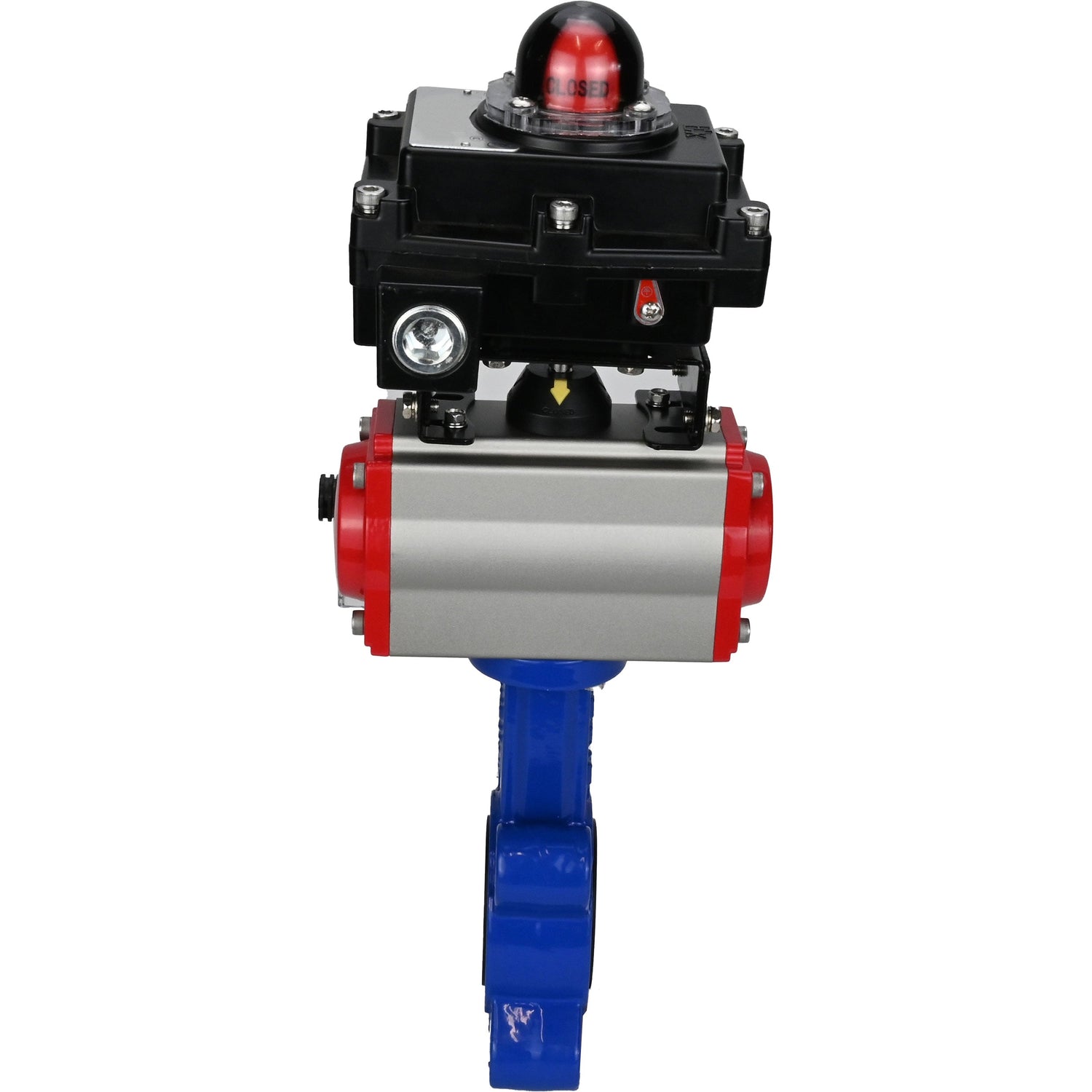 Vanne papillon d'eau Elephant WBV1631N-2W-Fb-H, matériau du corps - fonte QT450, matériau du disque - acier inoxydable AISI 304, joint - NBR, actionneur pneumatique PA-DA double action, 4M310-08 220V, BKV APL-410N EX