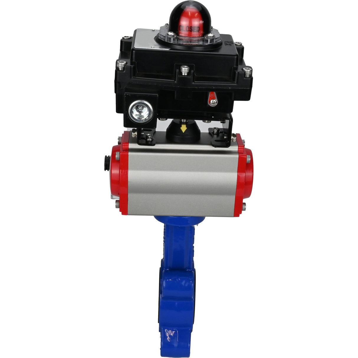 Vanne papillon d'eau Elephant WBV1631N-2W-Fb-H, matériau du corps - fonte QT450, matériau du disque - acier inoxydable AISI 304, joint - NBR, actionneur pneumatique PA-SA avec ressorts de rappel, 4M310-08 220V, BKV APL-410N EX