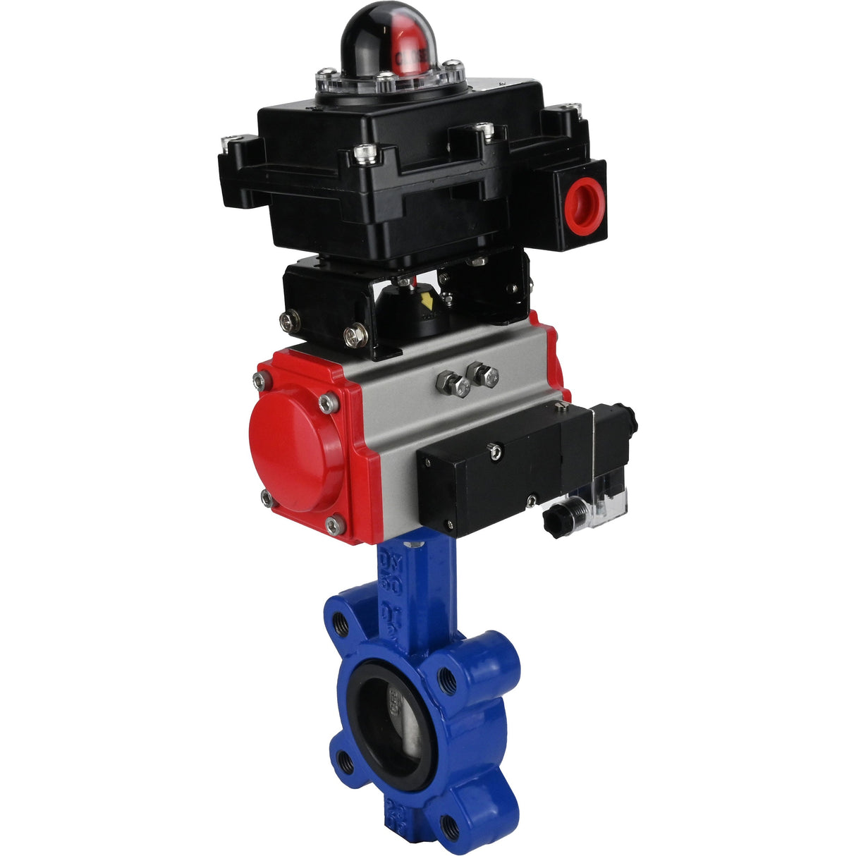 Vanne papillon d'eau Elephant WBV1631N-2W-Fb-H, matériau du corps - fonte QT450, matériau du disque - acier inoxydable AISI 304, joint - NBR, actionneur pneumatique PA-SA avec ressorts de rappel, 4M310-08 220V, BKV APL-410N EX